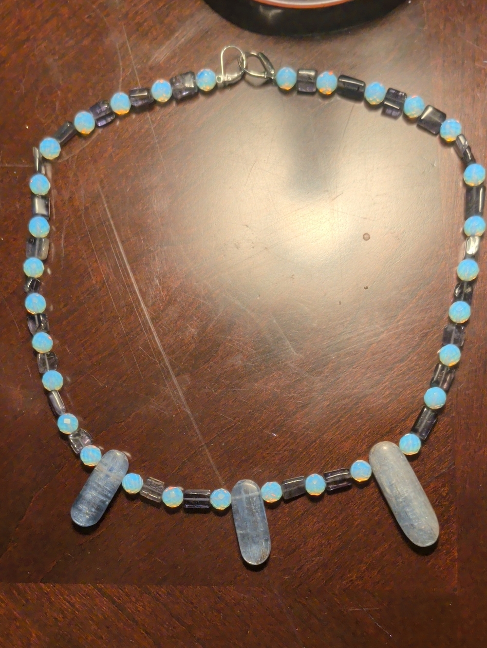 Blue Beaded Kyanite & Opal Accent Necklace